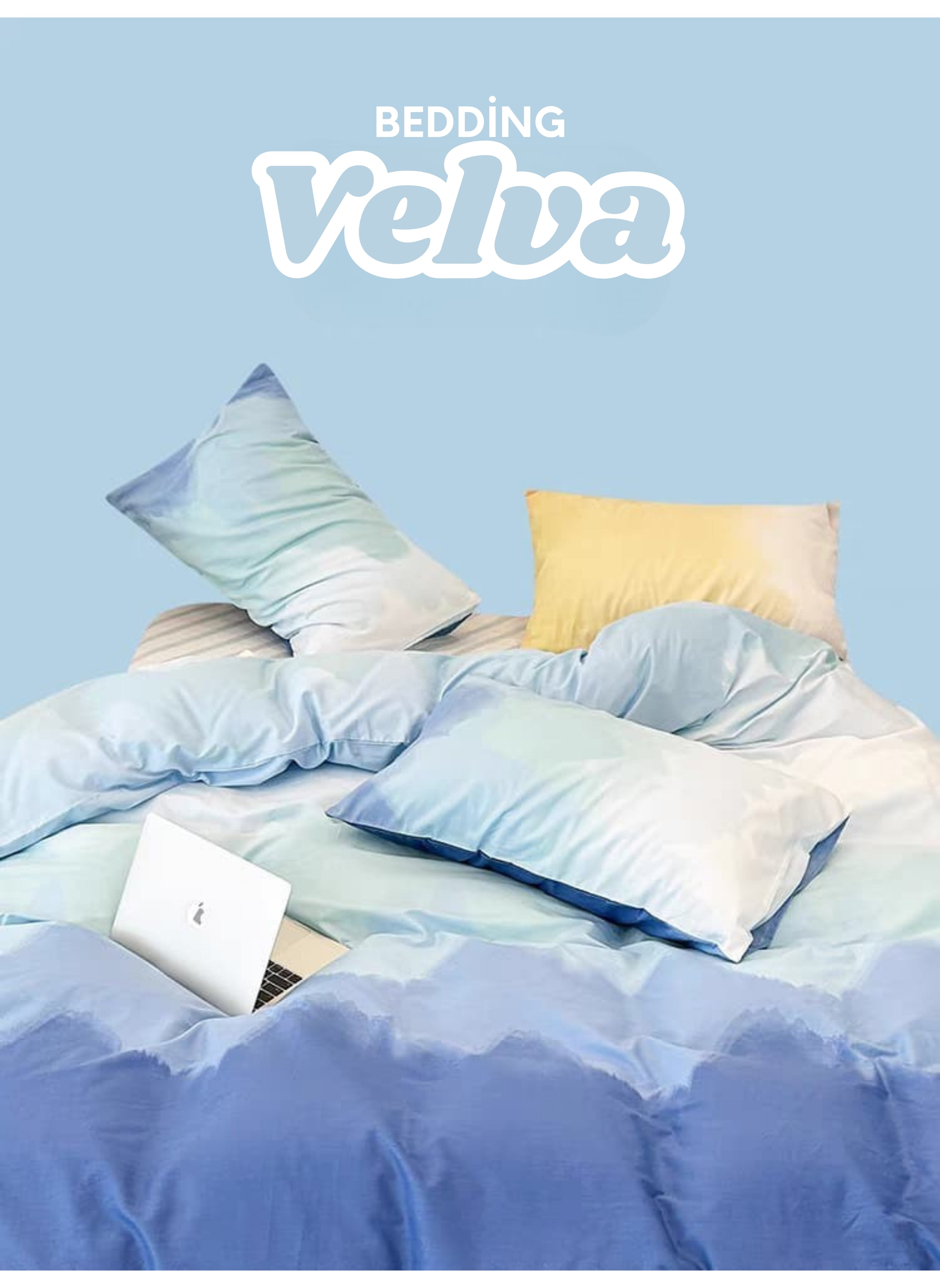 Wave blue duvet cover set - 100% organic cotton